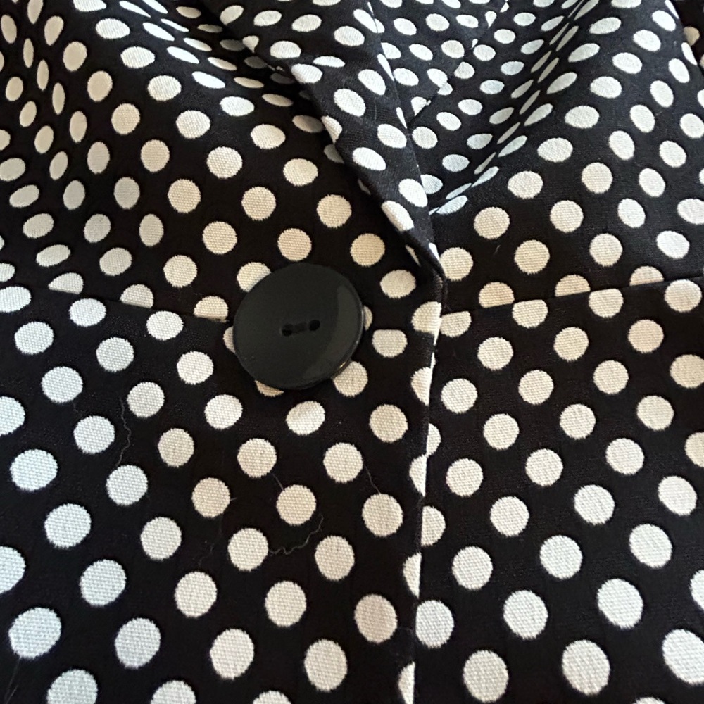 Kasper Black and White Polka Dot Long Blazer Coat - Picture 2 of 8